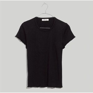 Madewell XS Baby Lettuce edge Tee in black